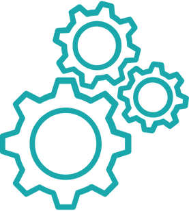 Drei Zahnräder in verschiedenen Größen